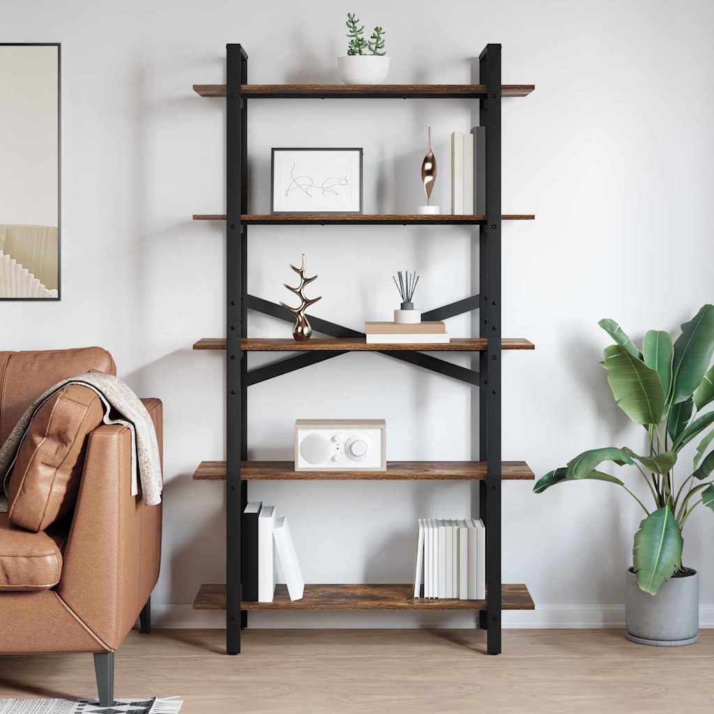 Bookshelf 5-Tier 100 x 33.5 x 178 cm Engineered Wood Smoked Oak
