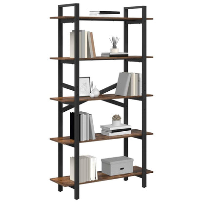 Bookshelf 5-Tier 100 x 33.5 x 178 cm Engineered Wood Smoked Oak