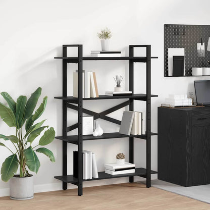 Bookshelf 4-Tier 100 x 33.5 x 140 cm Engineered Wood Black Oak