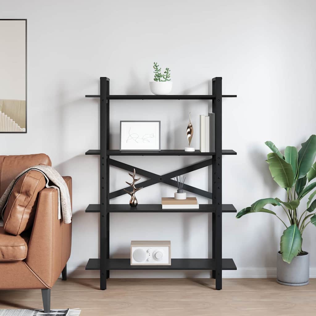 Bookshelf 4-Tier 100 x 33.5 x 140 cm Engineered Wood Black Oak