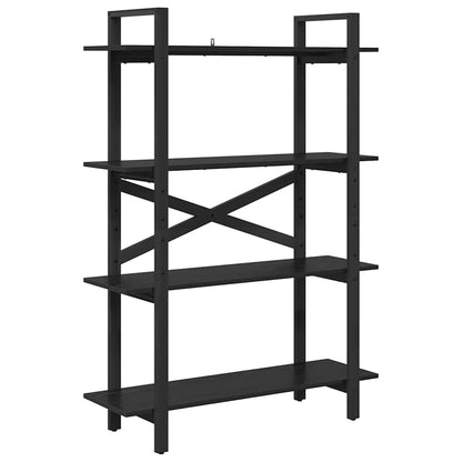 Bookshelf 4-Tier 100 x 33.5 x 140 cm Engineered Wood Black Oak