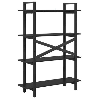 Bookshelf 4-Tier 100 x 33.5 x 140 cm Engineered Wood Black Oak