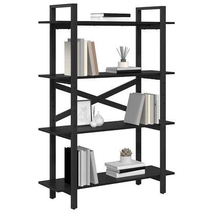 Bookshelf 4-Tier 100 x 33.5 x 140 cm Engineered Wood Black Oak