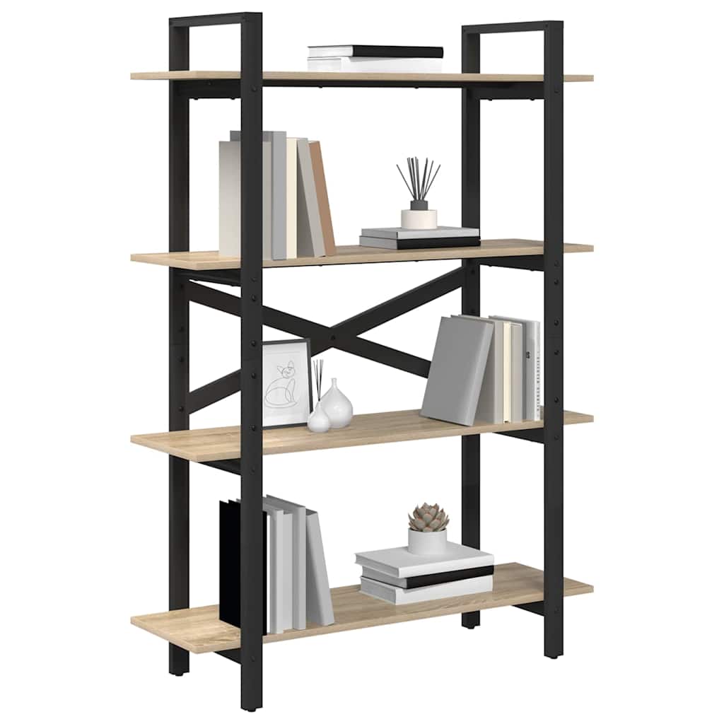 Bookshelf 4-Tier 100 x 33.5 x 140 cm Engineered Wood Sonoma Oak
