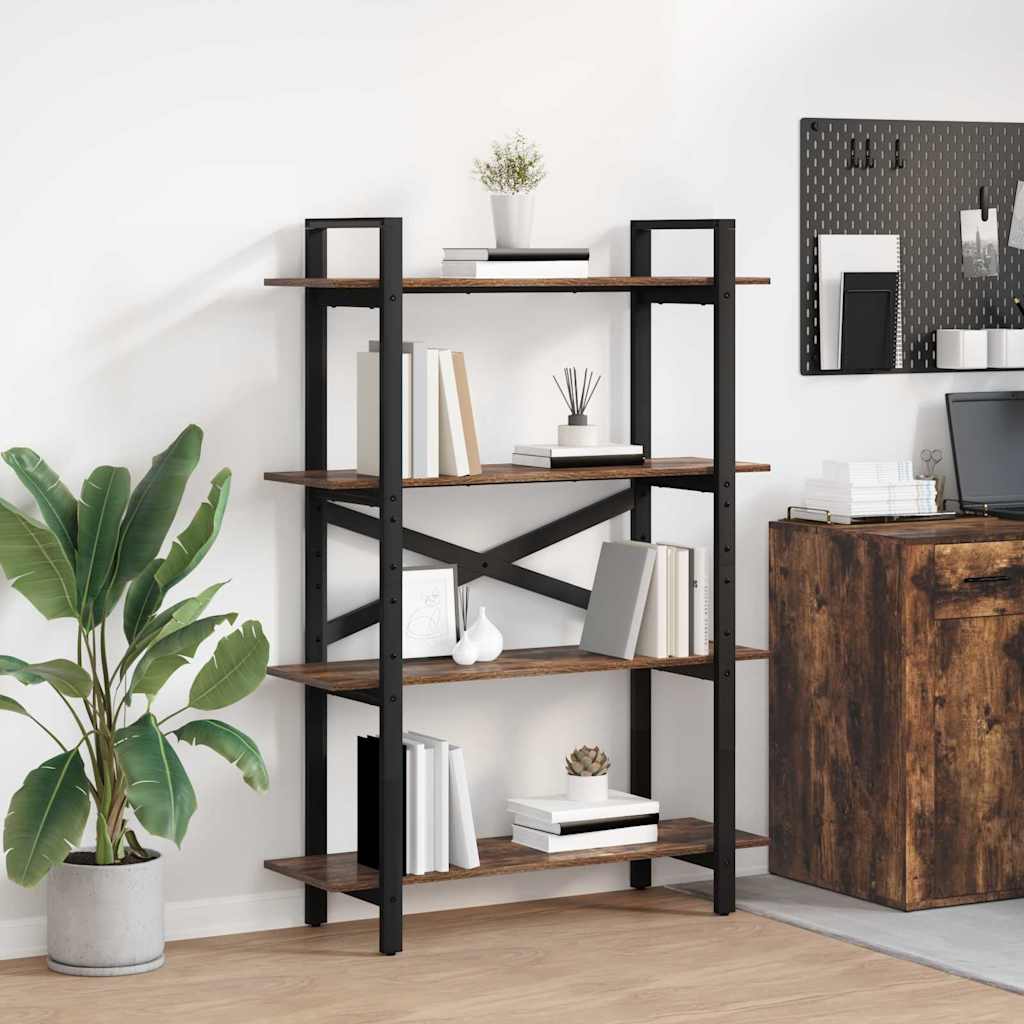 Bookshelf 4-Tier 100 x 33.5 x 140 cm Engineered Wood Smoked Oak