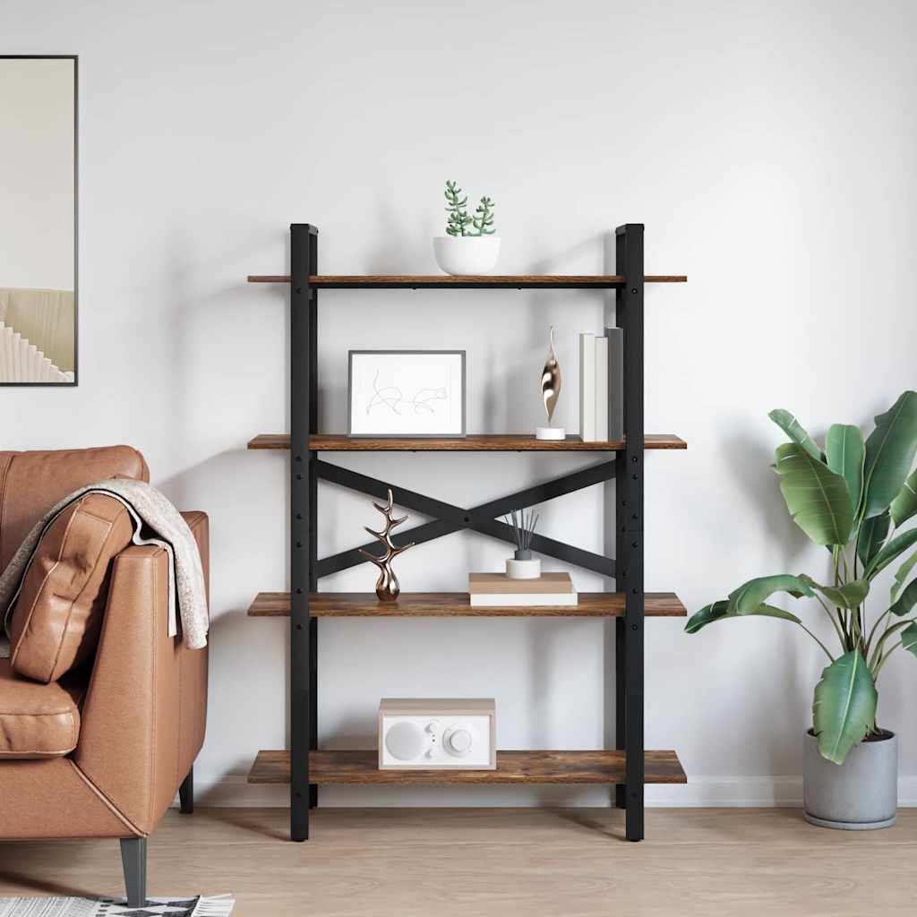Bookshelf 4-Tier 100 x 33.5 x 140 cm Engineered Wood Smoked Oak