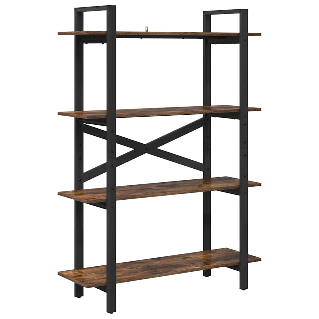 Bookshelf 4-Tier 100 x 33.5 x 140 cm Engineered Wood Smoked Oak