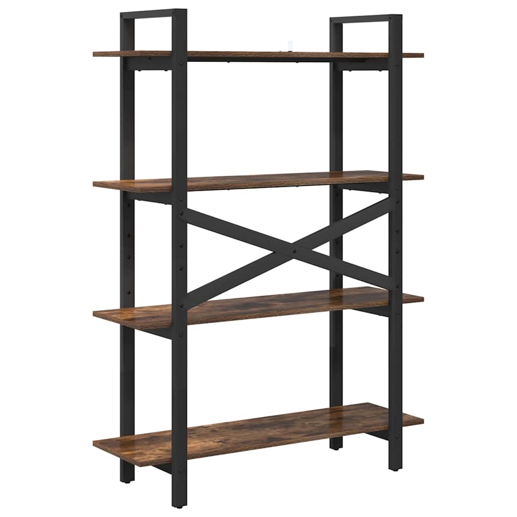 Bookshelf 4-Tier 100 x 33.5 x 140 cm Engineered Wood Smoked Oak