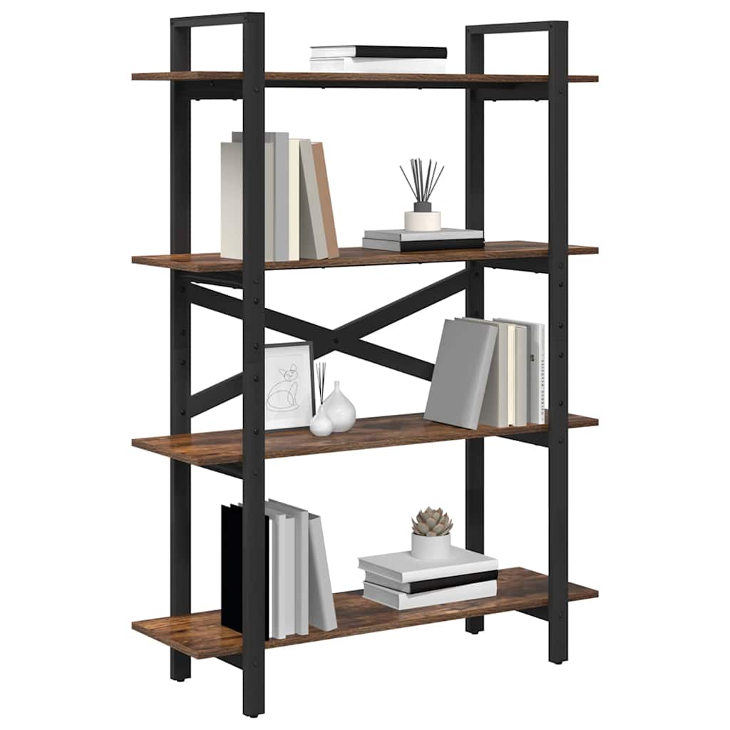 Bookshelf 4-Tier 100 x 33.5 x 140 cm Engineered Wood Smoked Oak