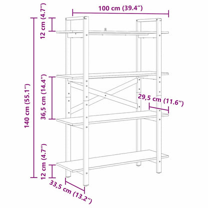 Bookshelf Smoked Oak 100 x 33.5 x 140 cm Engineered Wood
