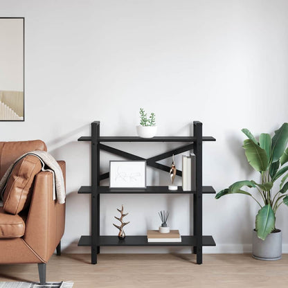 Bookshelf 3-Tier 100 x 33.5 x 102 cm Engineered Wood Black Oak