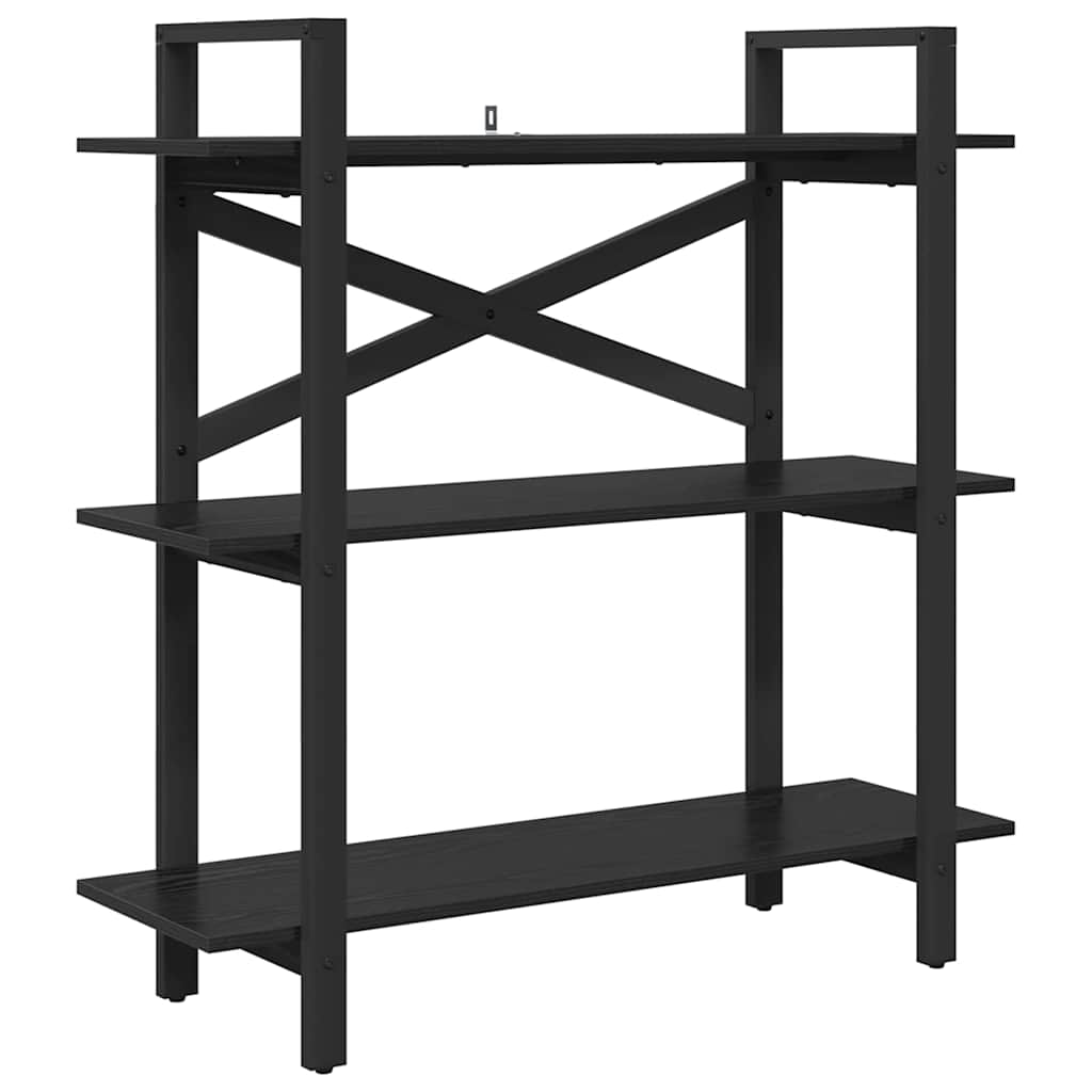 Bookshelf 3-Tier 100 x 33.5 x 102 cm Engineered Wood Black Oak