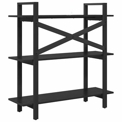 Bookshelf 3-Tier 100 x 33.5 x 102 cm Engineered Wood Black Oak