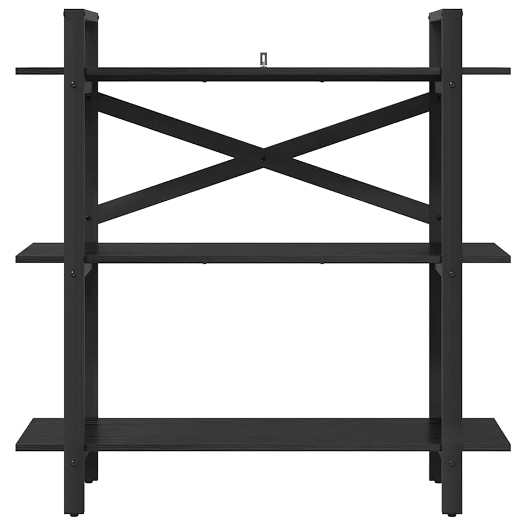Bookshelf 3-Tier 100 x 33.5 x 102 cm Engineered Wood Black Oak