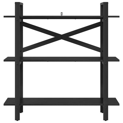 Bookshelf 3-Tier 100 x 33.5 x 102 cm Engineered Wood Black Oak
