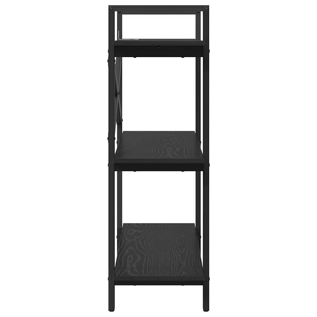Bookshelf 3-Tier 100 x 33.5 x 102 cm Engineered Wood Black Oak
