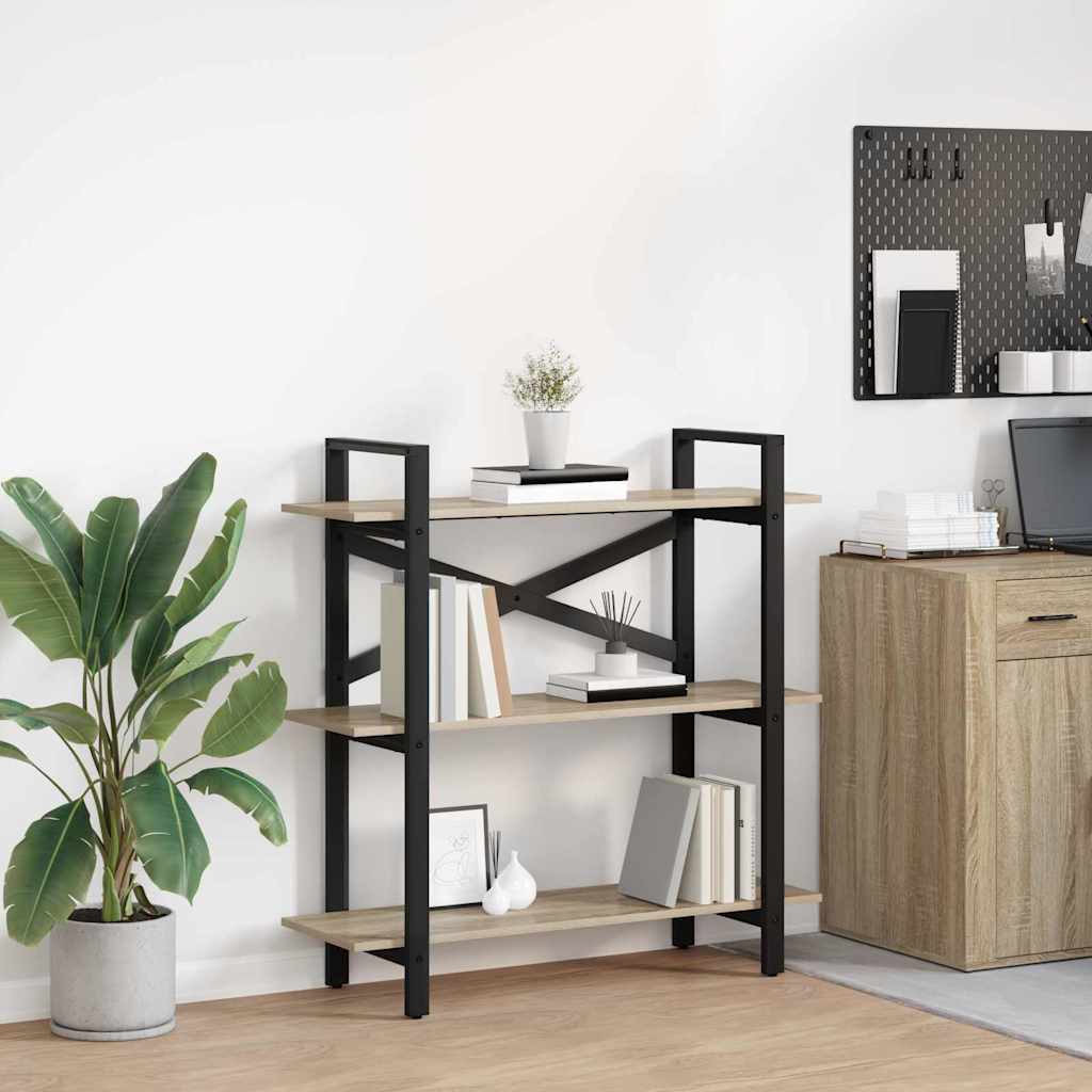 Bookshelf 3-Tier 100 x 33.5 x 102 cm Engineered Wood Sonoma Oak