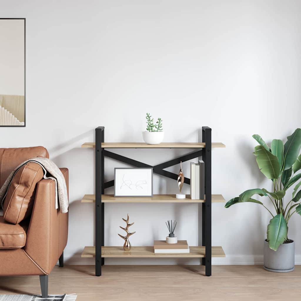 Bookshelf 3-Tier 100 x 33.5 x 102 cm Engineered Wood Sonoma Oak