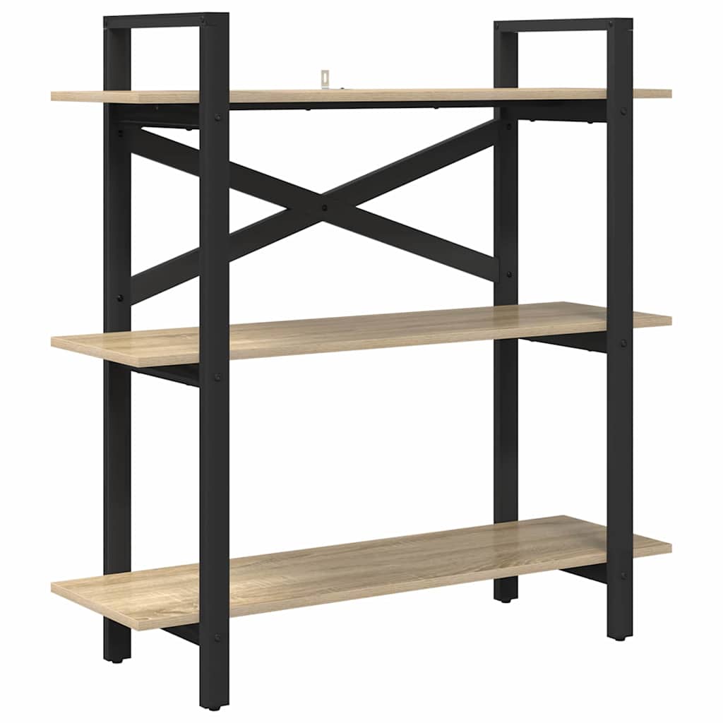Bookshelf 3-Tier 100 x 33.5 x 102 cm Engineered Wood Sonoma Oak