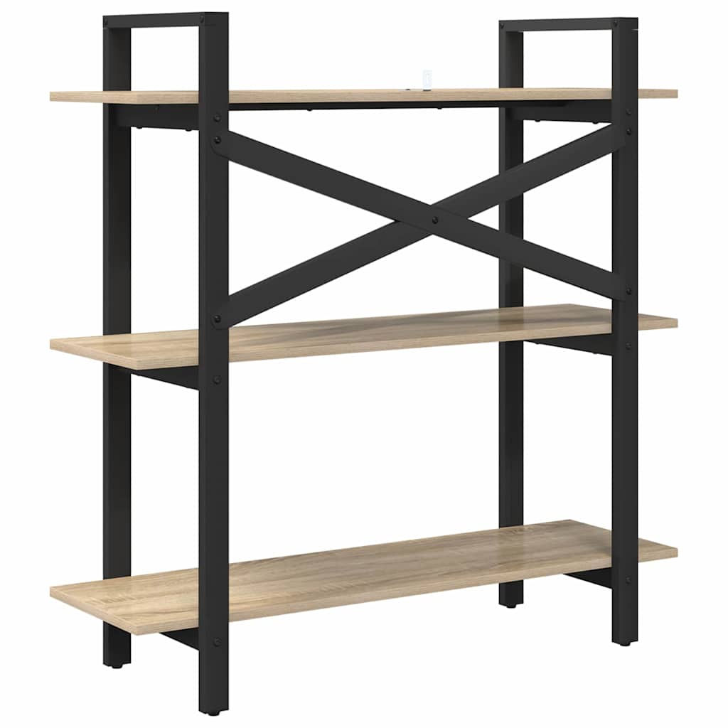 Bookshelf 3-Tier 100 x 33.5 x 102 cm Engineered Wood Sonoma Oak