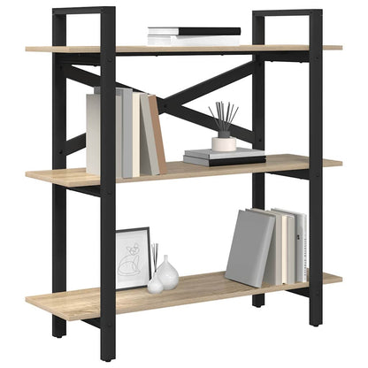 Bookshelf 3-Tier 100 x 33.5 x 102 cm Engineered Wood Sonoma Oak