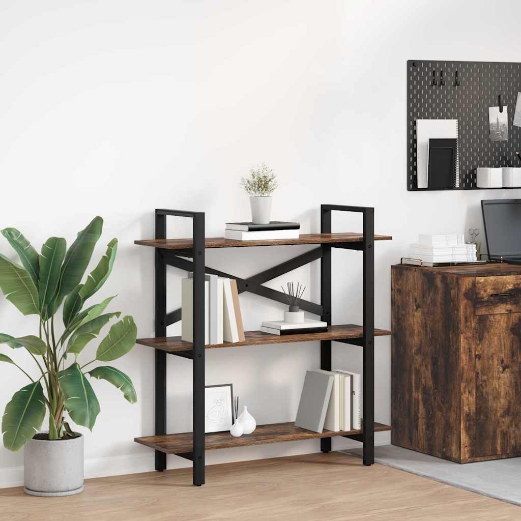 Bookshelf 3-Tier 100 x 33.5 x 102 cm Engineered Wood Smoked Oak