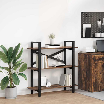 Bookshelf 3-Tier 100 x 33.5 x 102 cm Engineered Wood Smoked Oak