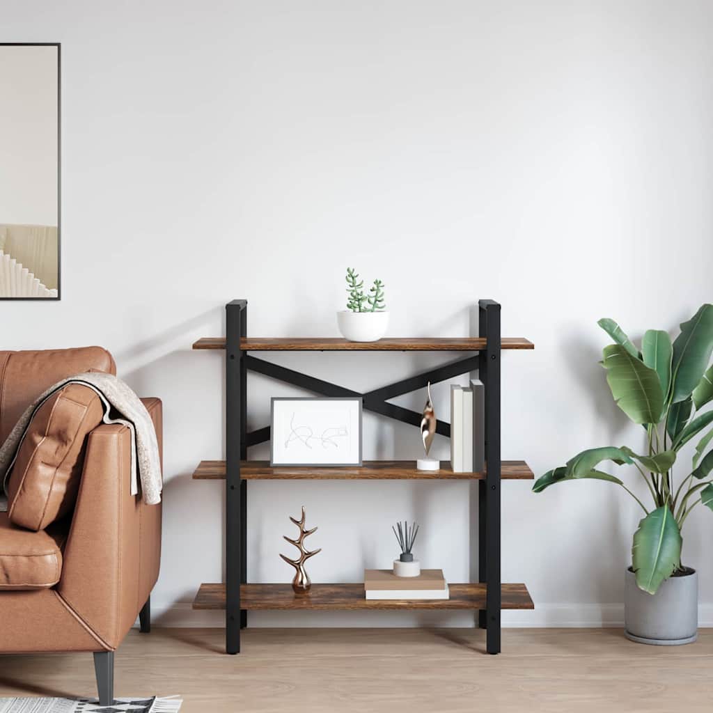 Bookshelf 3-Tier 100 x 33.5 x 102 cm Engineered Wood Smoked Oak