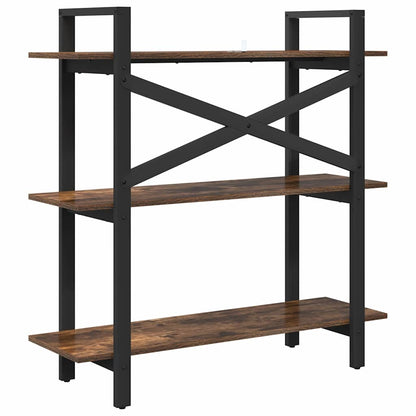 Bookshelf 3-Tier 100 x 33.5 x 102 cm Engineered Wood Smoked Oak