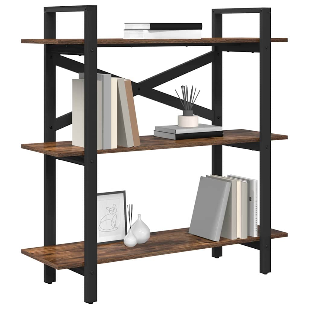 Bookshelf 3-Tier 100 x 33.5 x 102 cm Engineered Wood Smoked Oak