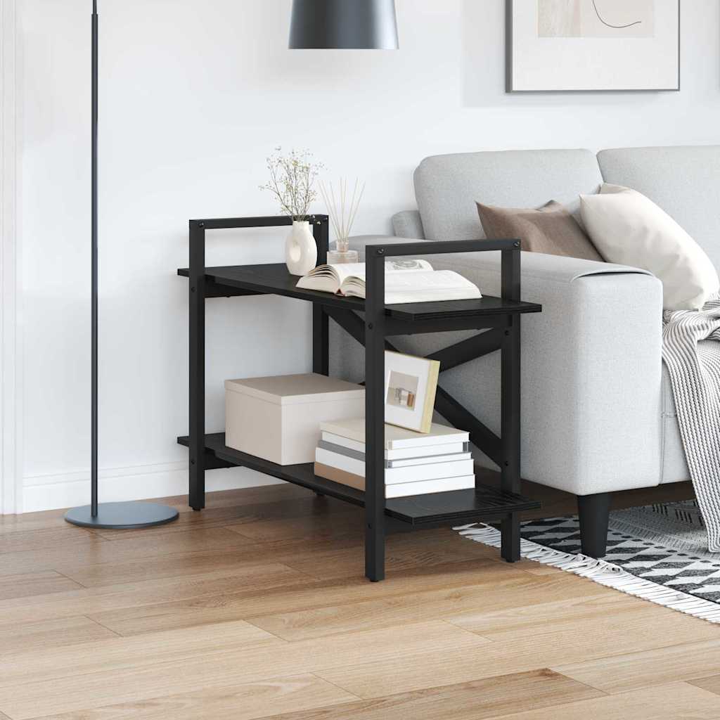 Bookshelf 2-Tier 100 x 33.5 x 64 cm Engineered Wood Black Oak