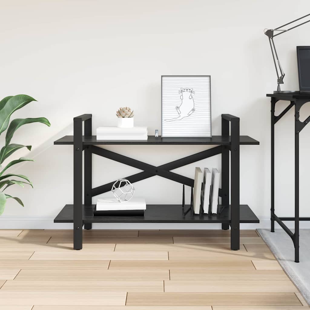 Bookshelf 2-Tier 100 x 33.5 x 64 cm Engineered Wood Black Oak
