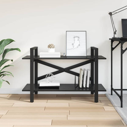 Bookshelf 2-Tier 100 x 33.5 x 64 cm Engineered Wood Black Oak