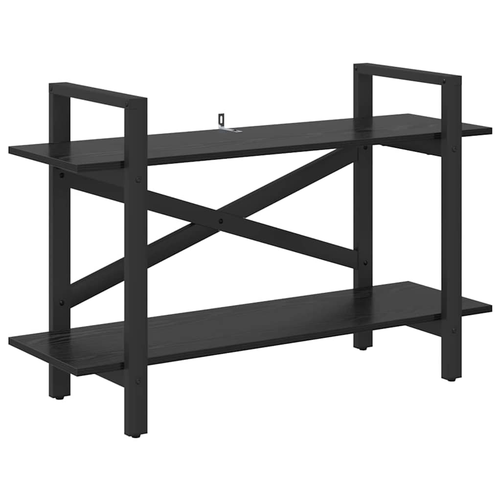 Bookshelf 2-Tier 100 x 33.5 x 64 cm Engineered Wood Black Oak