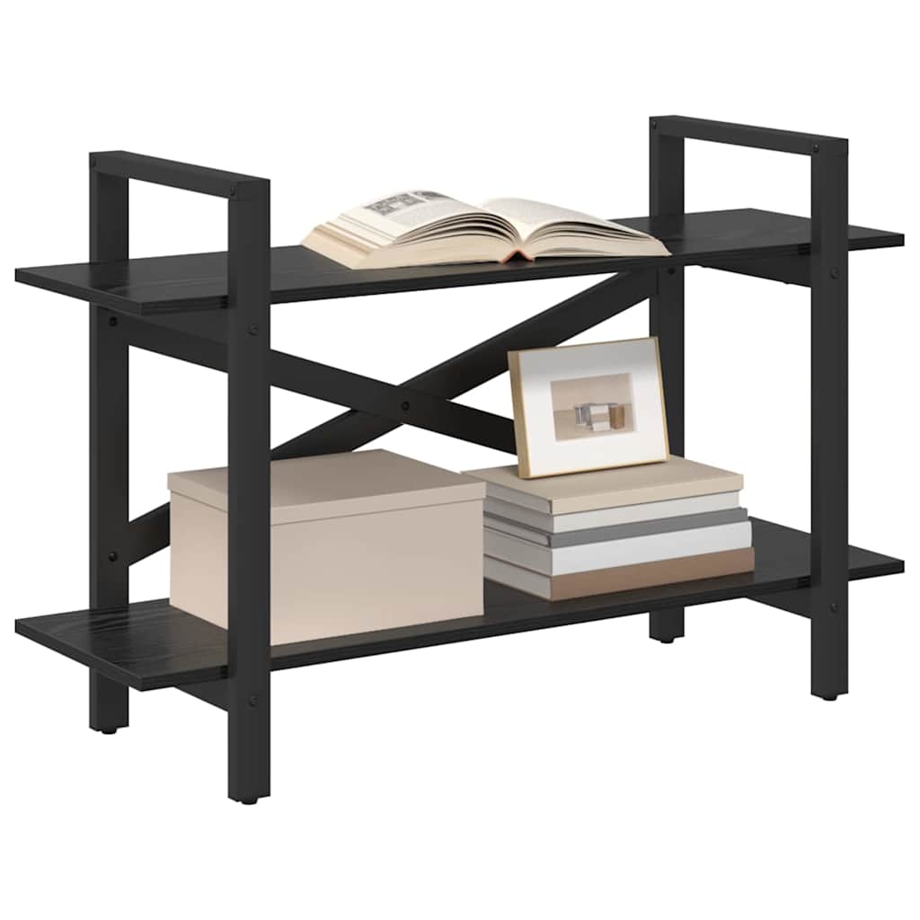 Bookshelf 2-Tier 100 x 33.5 x 64 cm Engineered Wood Black Oak