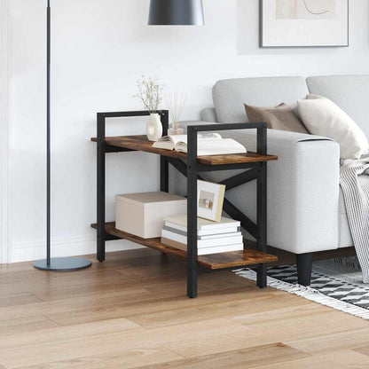 Bookshelf 2-Tier 100 x 33.5 x 64 cm Engineered Wood Smoked Oak