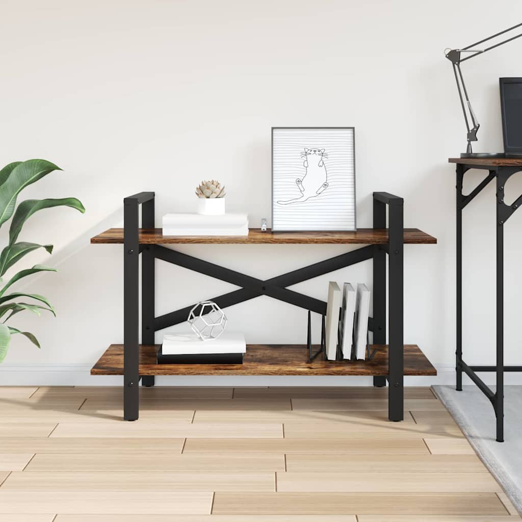 Bookshelf 2-Tier 100 x 33.5 x 64 cm Engineered Wood Smoked Oak