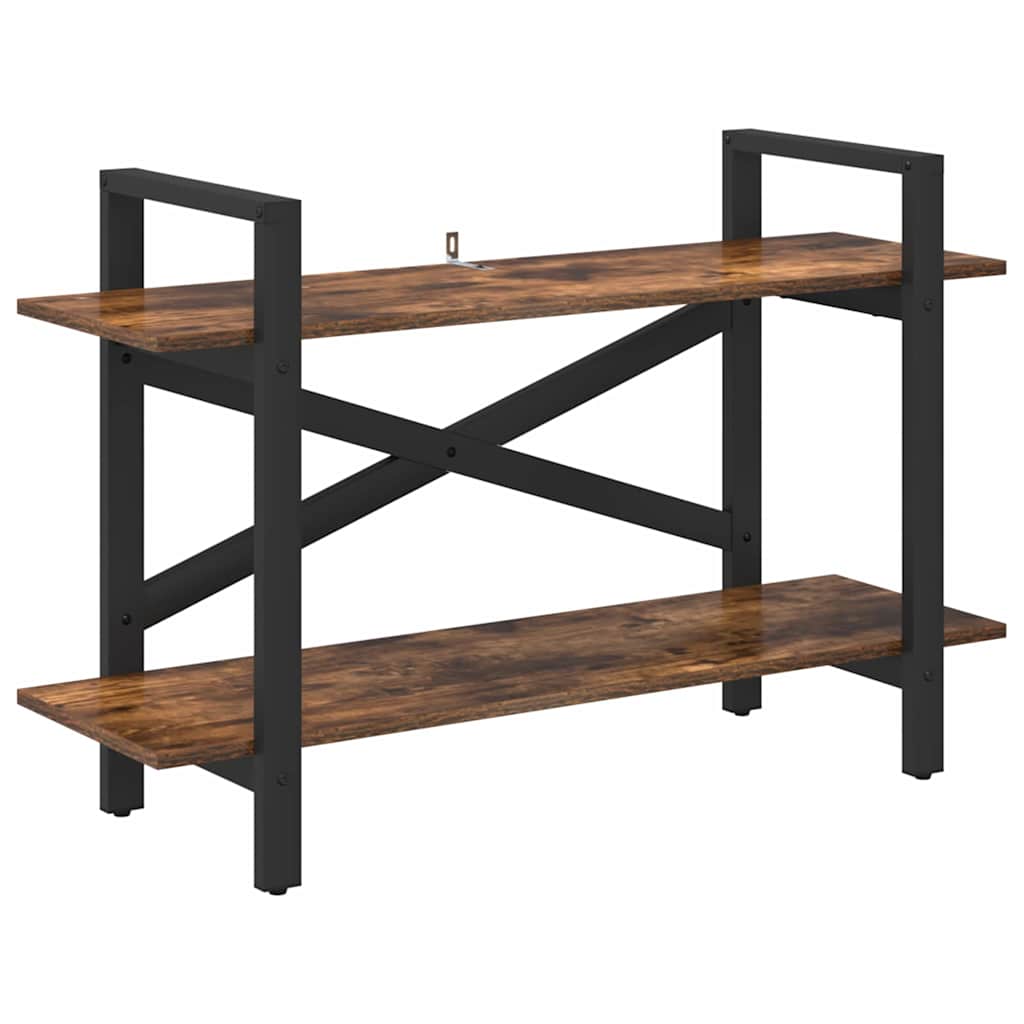 Bookshelf 2-Tier 100 x 33.5 x 64 cm Engineered Wood Smoked Oak