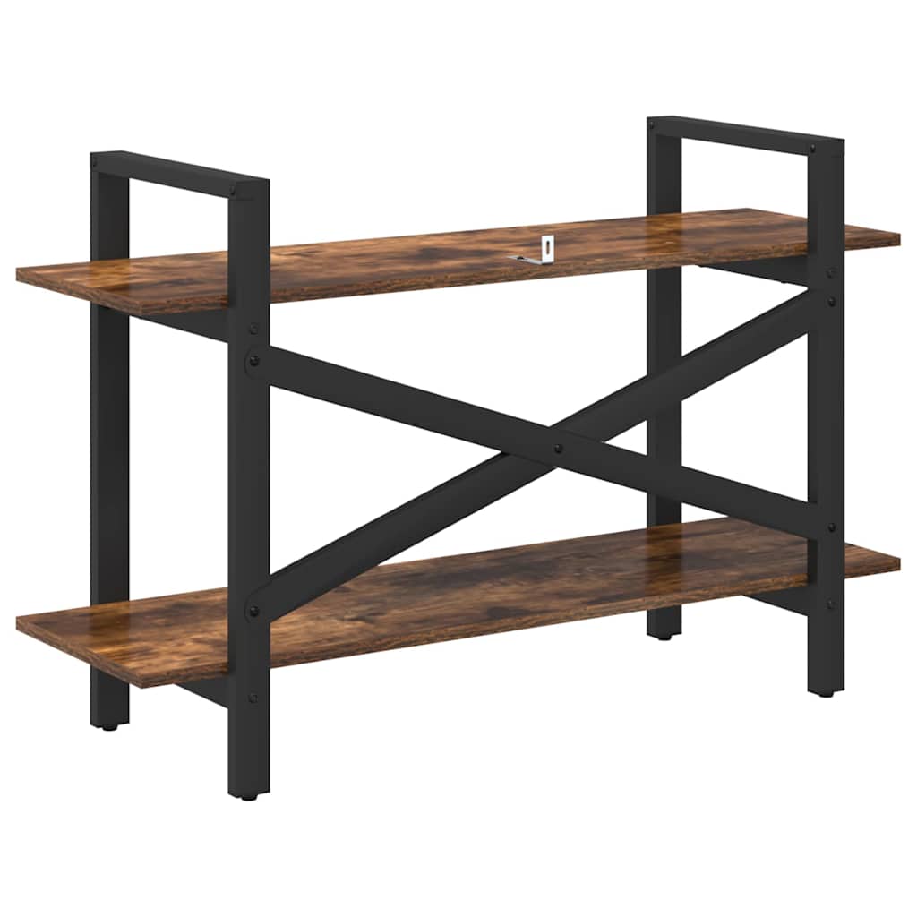 Bookshelf 2-Tier 100 x 33.5 x 64 cm Engineered Wood Smoked Oak