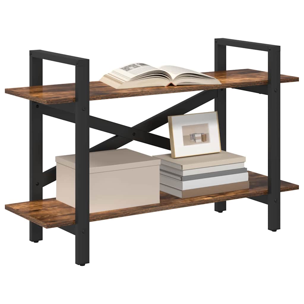 Bookshelf 2-Tier 100 x 33.5 x 64 cm Engineered Wood Smoked Oak