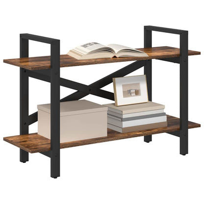 Bookshelf 2-Tier 100 x 33.5 x 64 cm Engineered Wood Smoked Oak