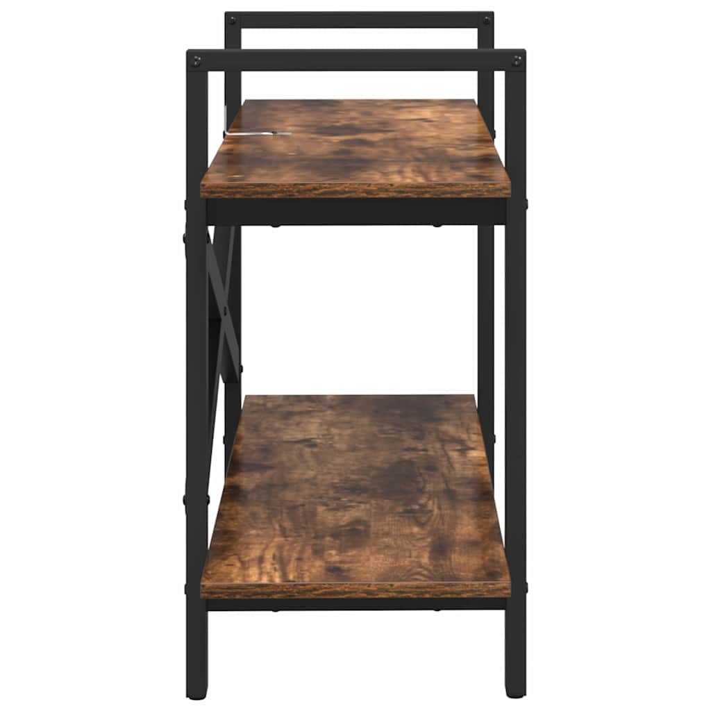 Bookshelf 2-Tier 100 x 33.5 x 64 cm Engineered Wood Smoked Oak