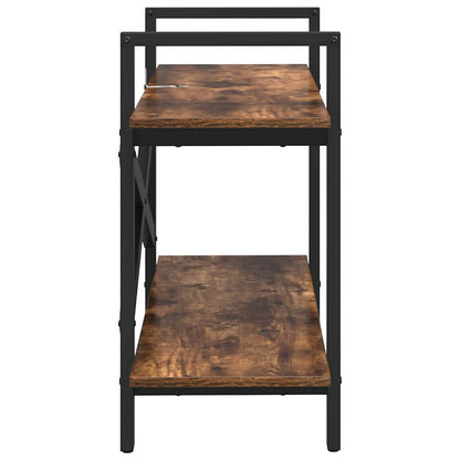 Bookshelf 2-Tier 100 x 33.5 x 64 cm Engineered Wood Smoked Oak