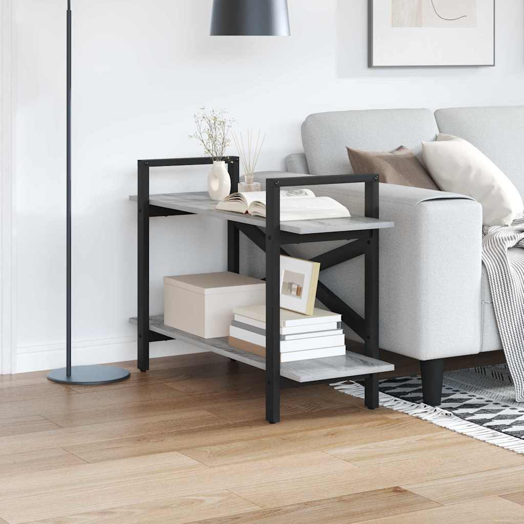 Bookshelf 2-Tier 100 x 33.5 x 64 cm Engineered Wood Grey Sonoma