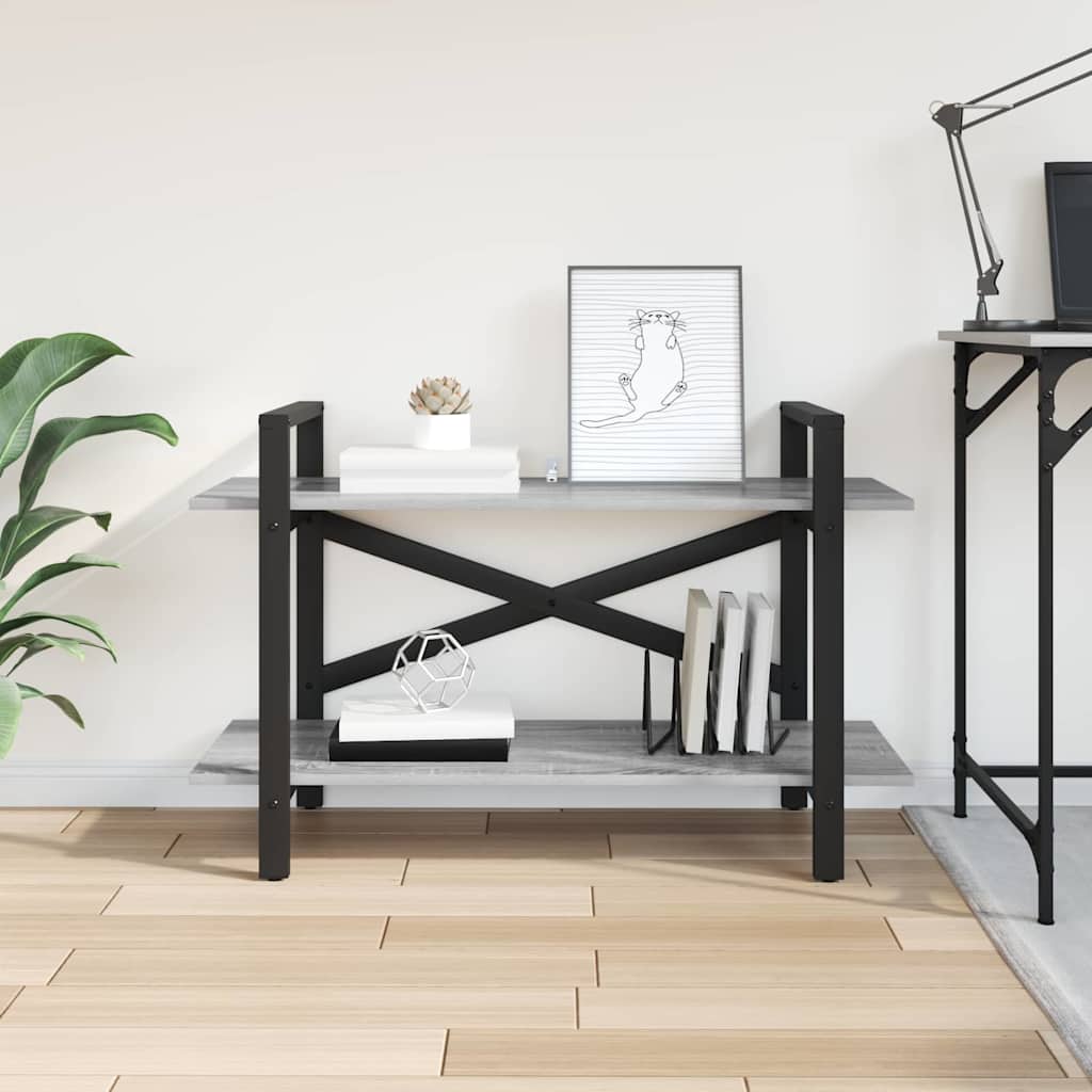 Bookshelf 2-Tier 100 x 33.5 x 64 cm Engineered Wood Grey Sonoma
