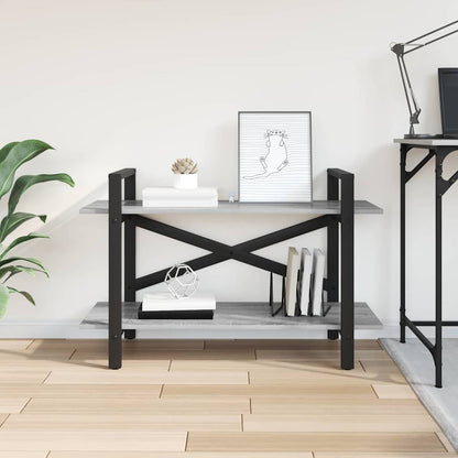 Bookshelf 2-Tier 100 x 33.5 x 64 cm Engineered Wood Grey Sonoma