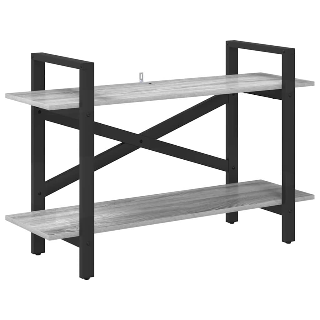 Bookshelf 2-Tier 100 x 33.5 x 64 cm Engineered Wood Grey Sonoma