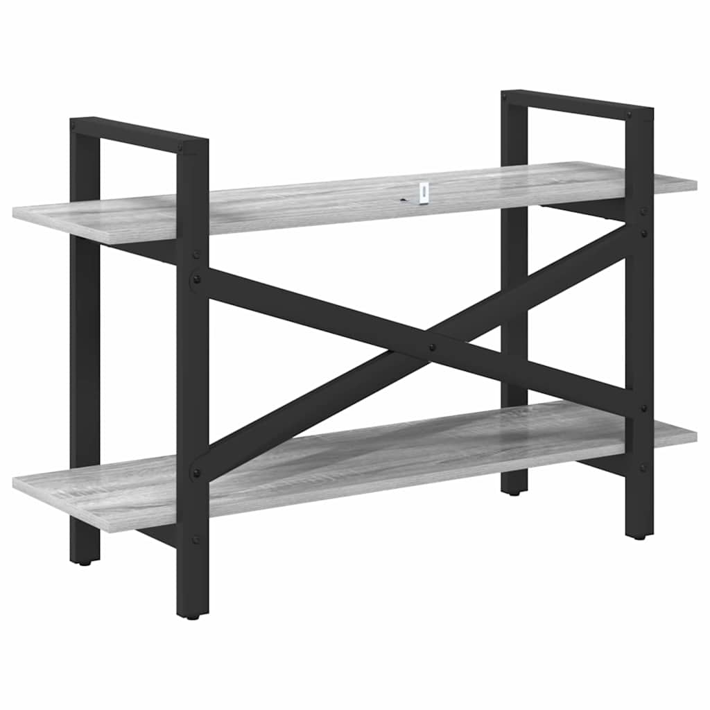 Bookshelf 2-Tier 100 x 33.5 x 64 cm Engineered Wood Grey Sonoma