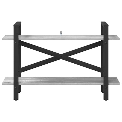 Bookshelf 2-Tier 100 x 33.5 x 64 cm Engineered Wood Grey Sonoma