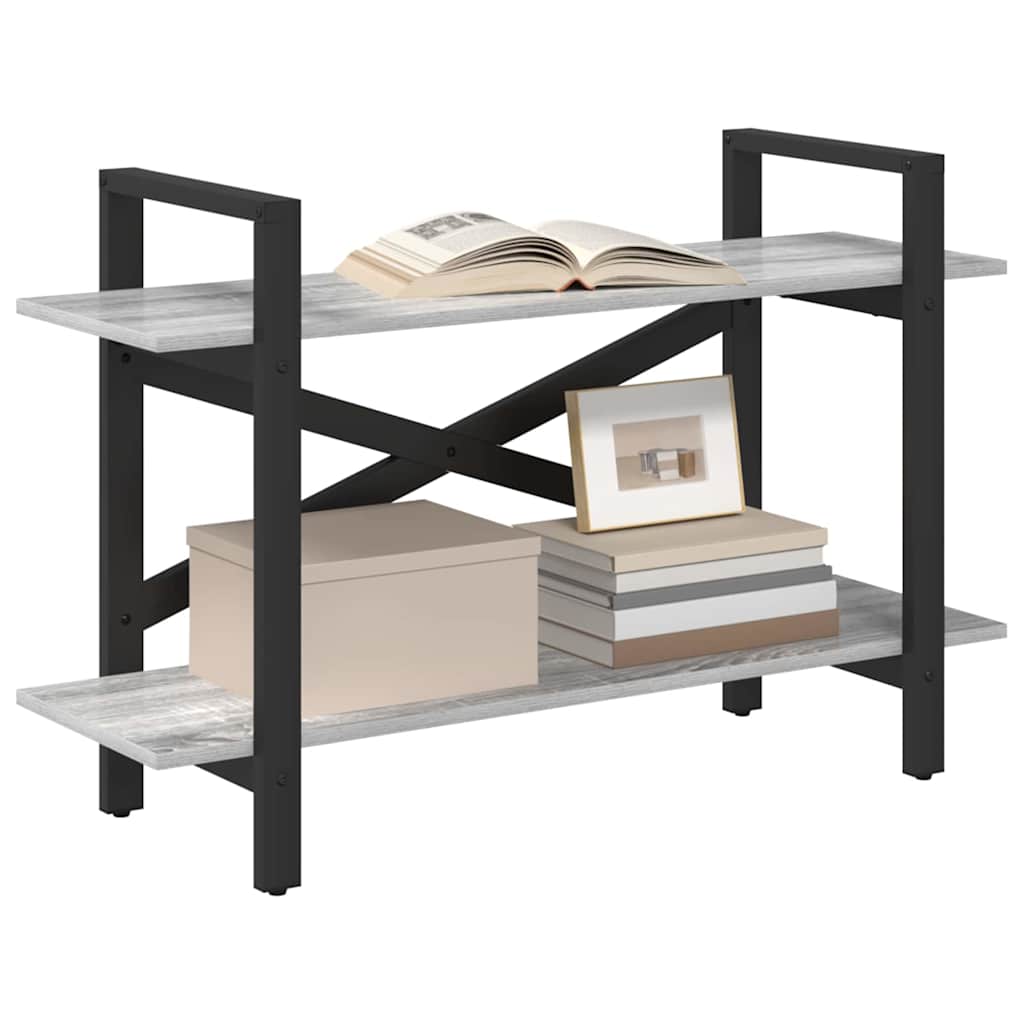 Bookshelf 2-Tier 100 x 33.5 x 64 cm Engineered Wood Grey Sonoma